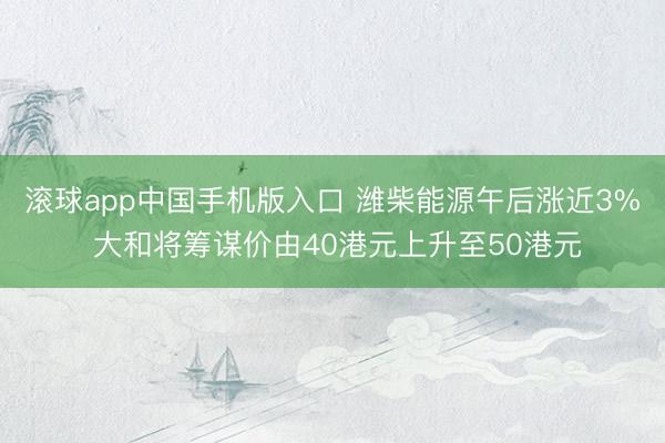 滚球app中国手机版入口 潍柴能源午后涨近3% 大和将筹谋价由40港元上升至50港元