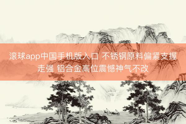 滚球app中国手机版入口 不锈钢原料偏紧支握走强 铝合金高位震憾神气不改