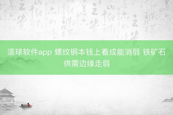 滚球软件app 螺纹钢本钱上看成能消弱 铁矿石供需边缘走弱