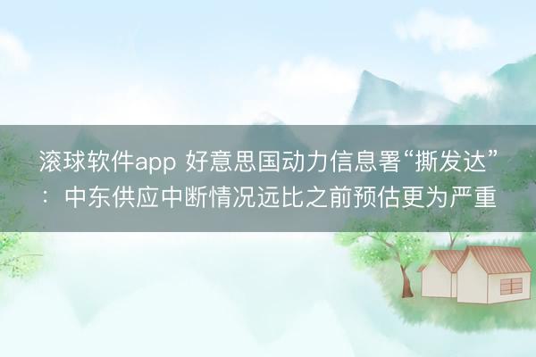 滚球软件app 好意思国动力信息署“撕发达”：中东供应中断情况远比之前预估更为严重