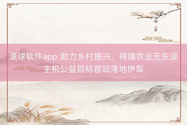 滚球软件app 助力乡村振兴，祥瑞农业无东谈主机公益目标首站落地伊犁