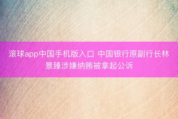 滚球app中国手机版入口 中国银行原副行长林景臻涉嫌纳贿被拿起公诉