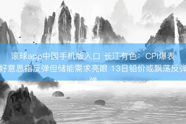 滚球app中国手机版入口 长江有色：CPI爆表好意思指反弹但储能需求亮眼 13日铅价或飘荡反弹
