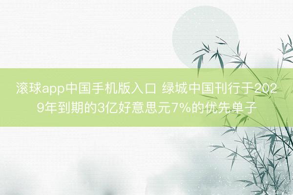 滚球app中国手机版入口 绿城中国刊行于2029年到期的3亿好意思元7%的优先单子