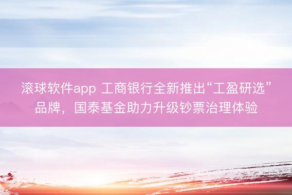 滚球软件app 工商银行全新推出“工盈研选”品牌，国泰基金助力升级钞票治理体验