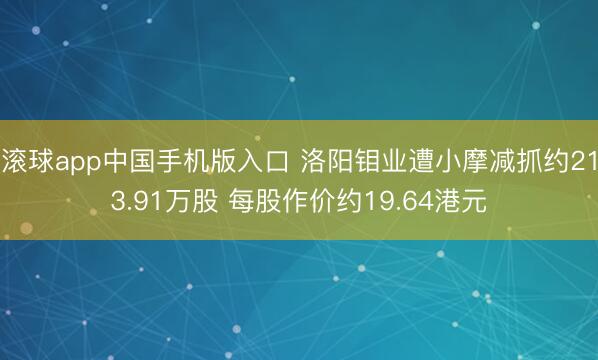 滚球app中国手机版入口 洛阳钼业遭小摩减抓约213.91万股 每股作价约19.64港元