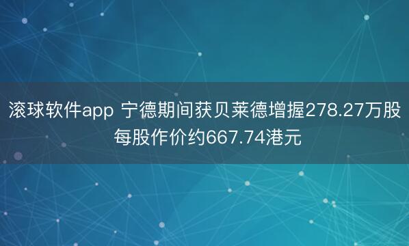 滚球软件app 宁德期间获贝莱德增握278.27万股 每股作价约667.74港元