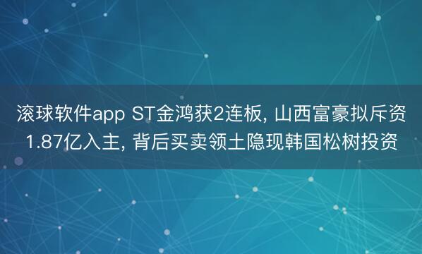 滚球软件app ST金鸿获2连板， 山西富豪拟斥资1.87亿入主， 背后买卖领土隐现韩国松树投资