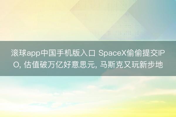 滚球app中国手机版入口 SpaceX偷偷提交IPO， 估值破万亿好意思元， 马斯克又玩新步地