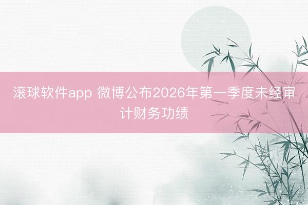 滚球软件app 微博公布2026年第一季度未经审计财务功绩