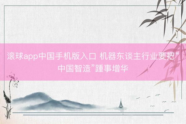 滚球app中国手机版入口 机器东谈主行业要把“中国智造”踵事增华