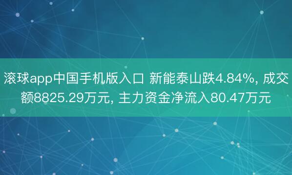 滚球app中国手机版入口 新能泰山跌4.84%， 成交额8825.29万元， 主力资金净流入80.47万元
