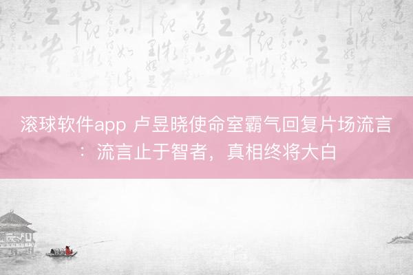 滚球软件app 卢昱晓使命室霸气回复片场流言：流言止于智者，真相终将大白