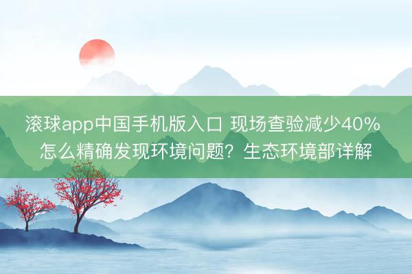 滚球app中国手机版入口 现场查验减少40% 怎么精确发现环境问题？生态环境部详解