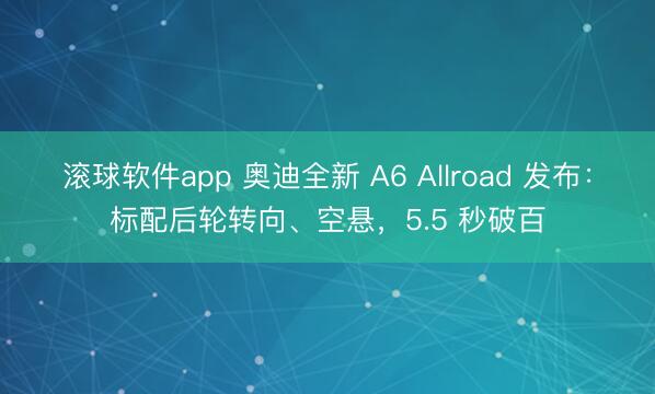 滚球软件app 奥迪全新 A6 Allroad 发布：标配后轮转向、空悬，5.5 秒破百