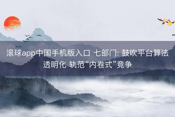 滚球app中国手机版入口 七部门: 鼓吹平台算法透明化 轨范“内卷式”竞争