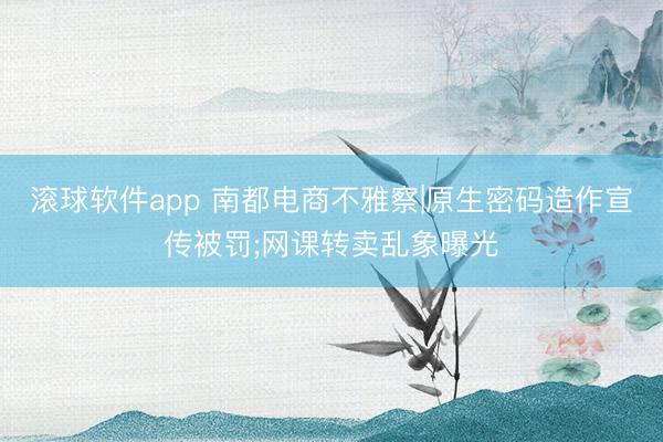 滚球软件app 南都电商不雅察|原生密码造作宣传被罚;网课转卖乱象曝光