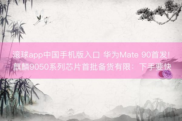 滚球app中国手机版入口 华为Mate 90首发! 麒麟9050系列芯片首批备货有限:下手要快